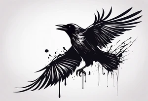 a black dead raven dripped in blood tattoo idea