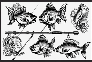 Fishing rod with fish tattoo idea