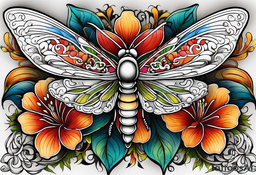 Libélula con toques de color tattoo idea