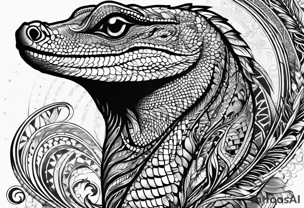 Goanna circling the name Jamal tattoo idea