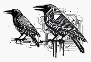 Crows made out of circuit boards tattoo idea