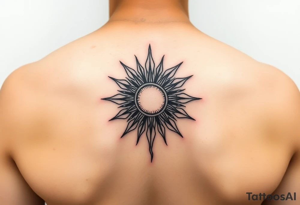 Filipino tribal shoulder tattoo with a sun on the shoulder. tattoo idea