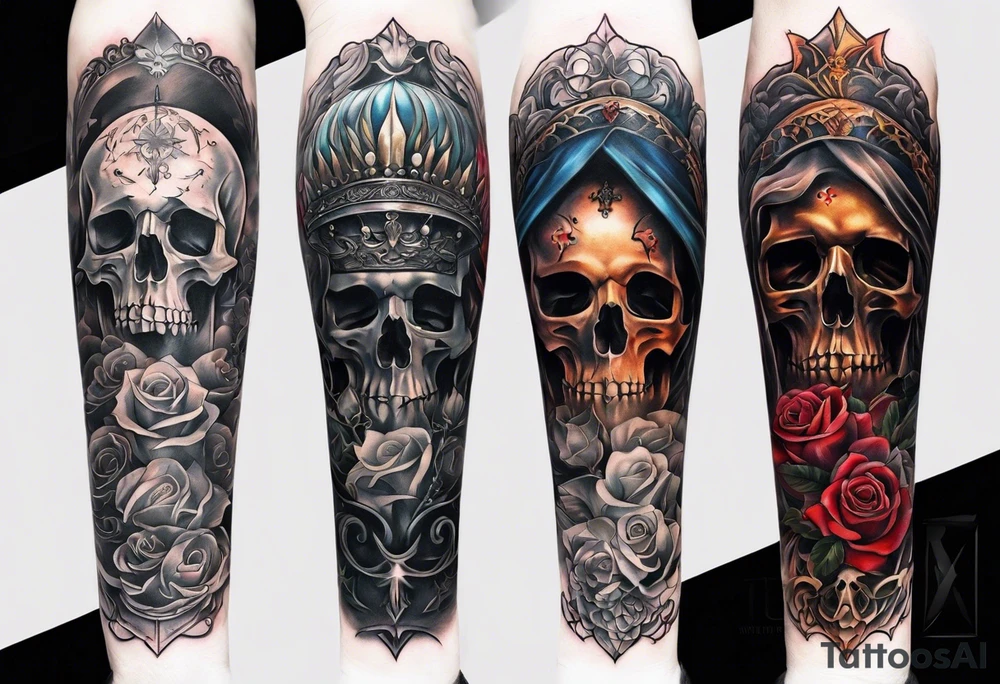 A religious forearm tattoo portraying life and death tattoo idea