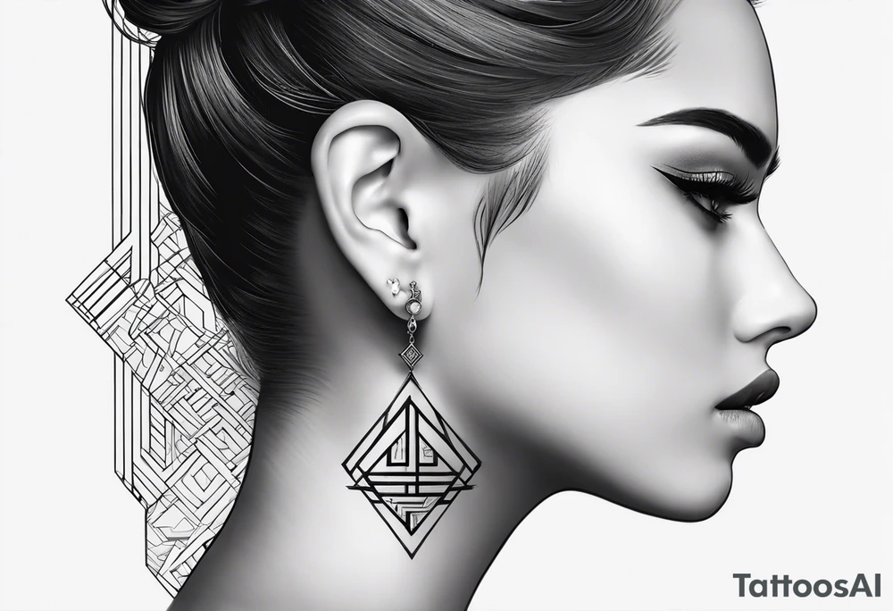 a tattoo below the ear written "N&E" tattoo idea