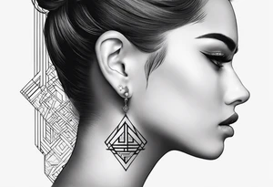 a tattoo below the ear written "N&E" tattoo idea