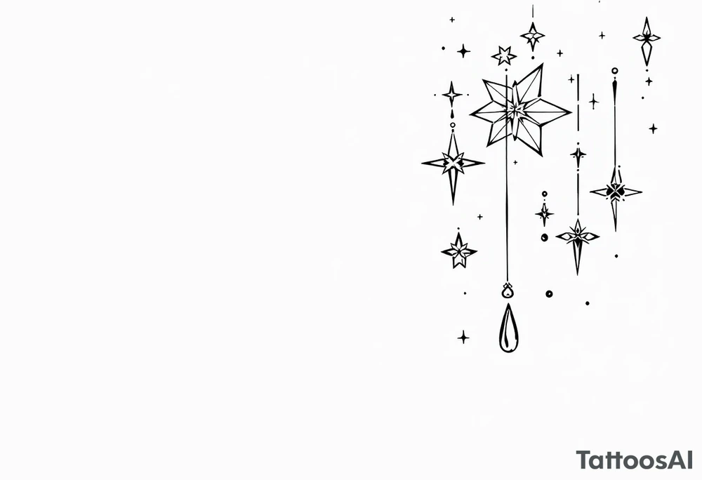 Small stars and tears background tattoo idea