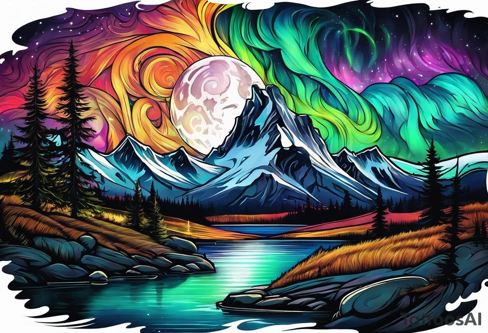 Northern lights with pennywise tattoo idea