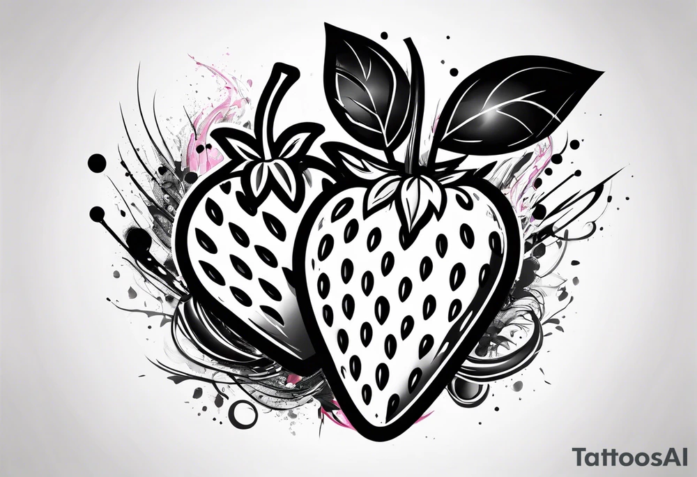 one graffiti style Strawberry, no background tattoo idea