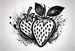 one graffiti style Strawberry, no background tattoo idea