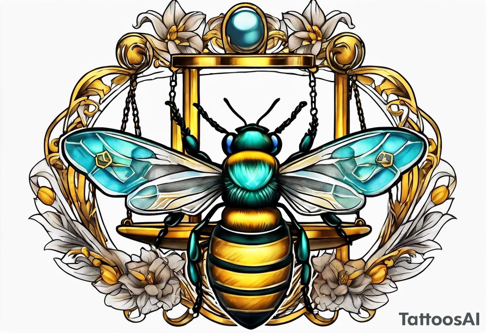 libra with bee tattoo idea