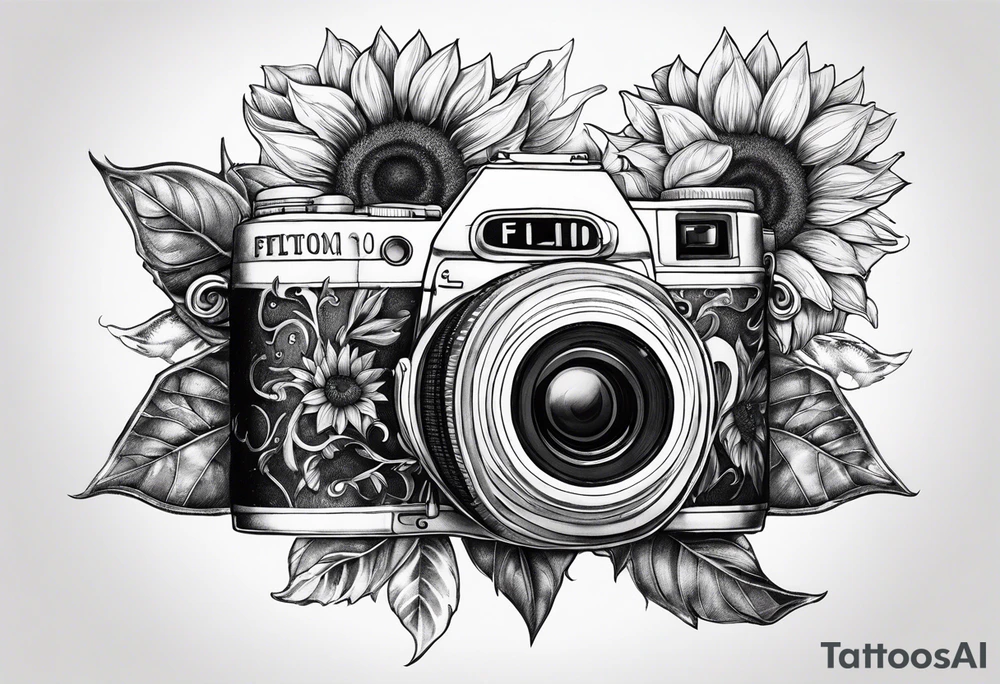 sunflower, camera, fish, tattoo idea