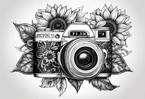 sunflower, camera, fish, tattoo idea