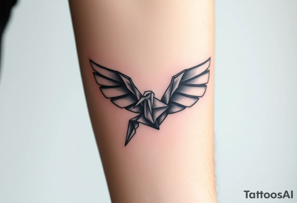 An Origami Crane with Mechanical Wings tattoo idea