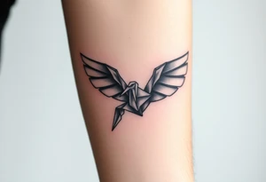 An Origami Crane with Mechanical Wings tattoo idea