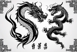 Taekwondo blackbelt with korean dragon in background tattoo idea