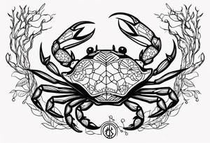 Zodiac crab on tree tattoo idea