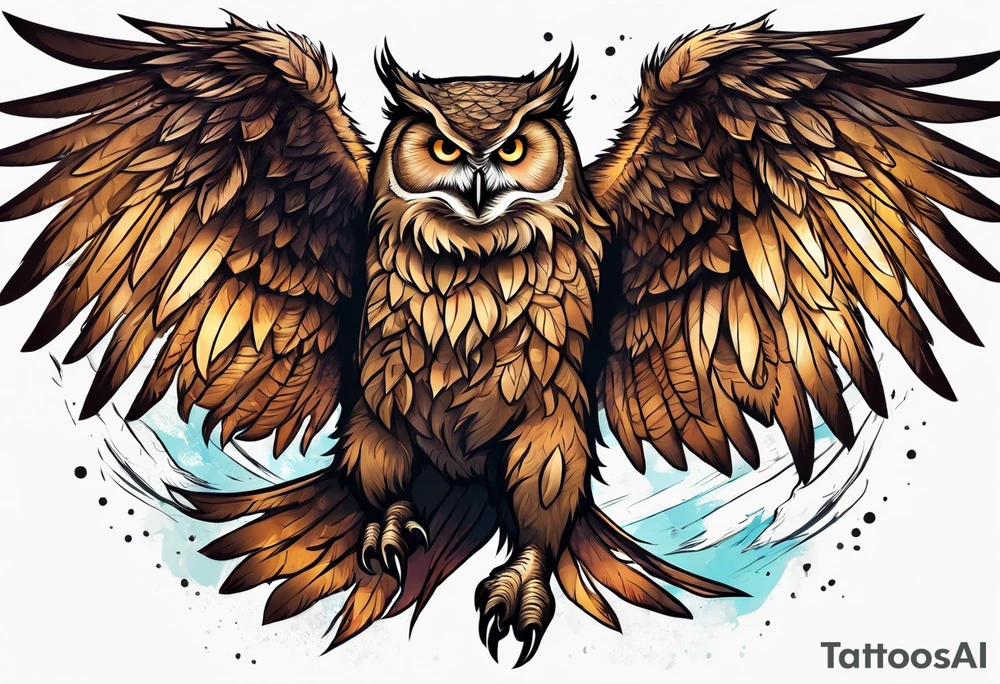 leaping owlbear tattoo idea