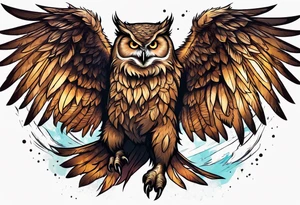 leaping owlbear tattoo idea