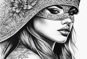 lady with masked tattoo idea