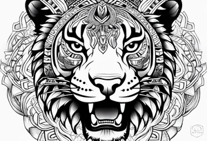 aztec jaguar sleeve tattoo idea