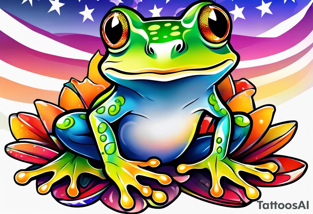 cute frog pride flag tattoo idea