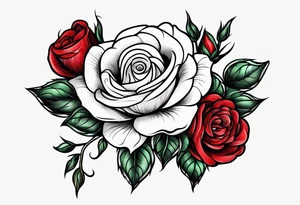 old school roses, red, highly detailed tattoo idea