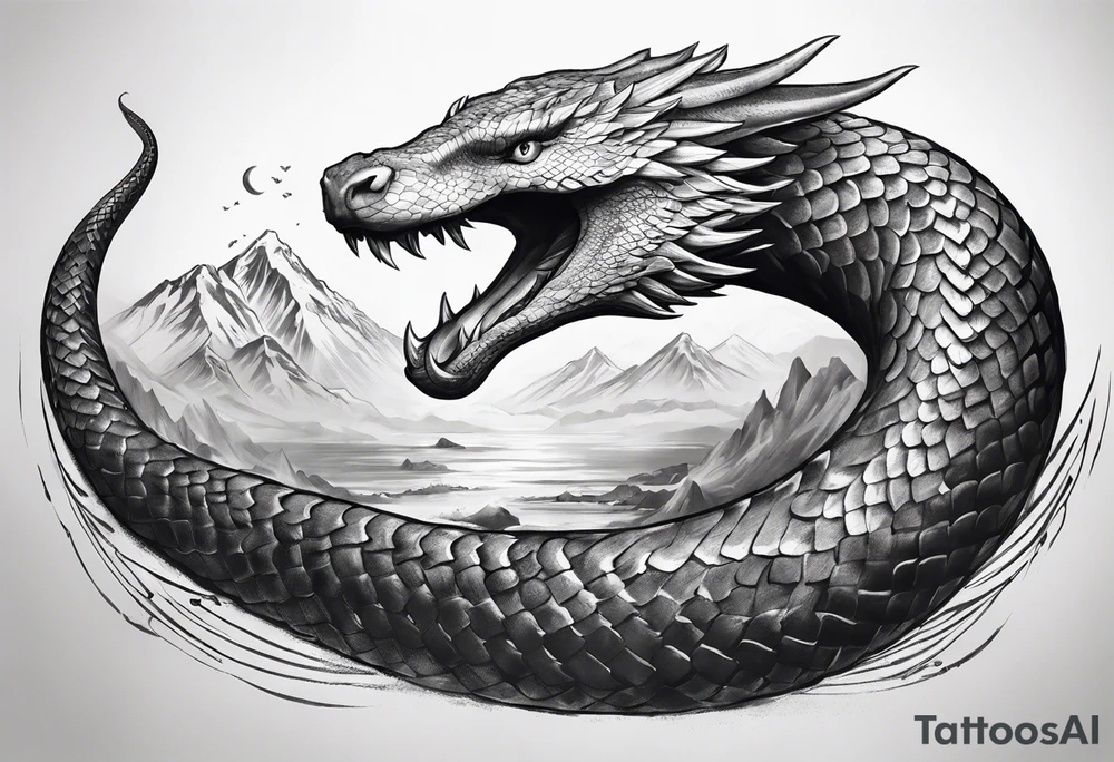 A Sleeve tattoo of Jörmungandr, the mythical giant snake from god of ...