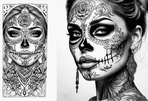 Woman’s skeleton face tattoo idea