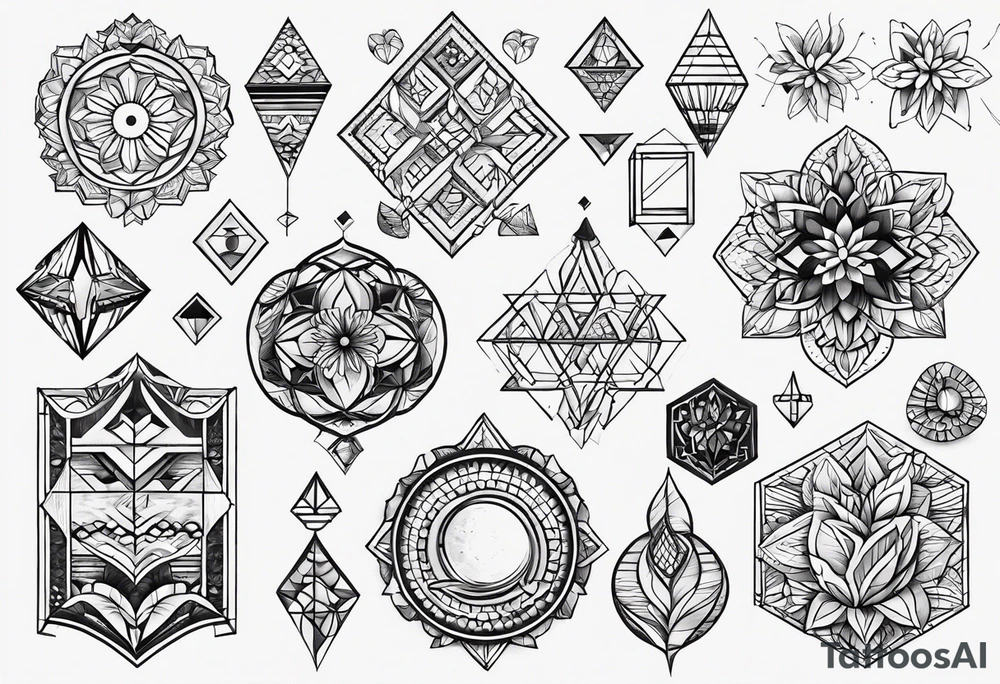A set of geometric shapes that represent balance in life. It needs to be a small tattoo. No flowers or borders. tattoo idea