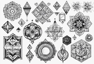 A set of geometric shapes that represent balance in life. It needs to be a small tattoo. No flowers or borders. tattoo idea