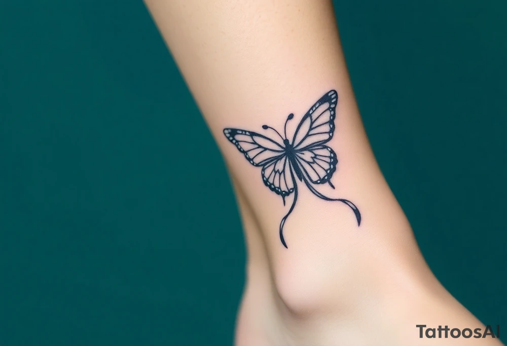 ethereal butterfly with flowing silk ribbons in moonlight tattoo idea