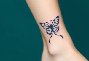 ethereal butterfly with flowing silk ribbons in moonlight tattoo idea