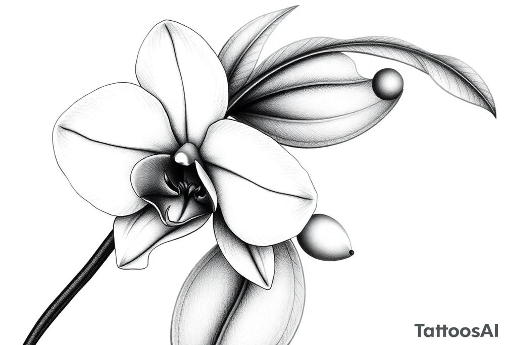 orchid with leavs tattoo idea
