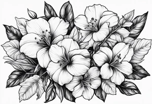 leafs and stalk with Platycodon grandiflorus flowers tattoo idea