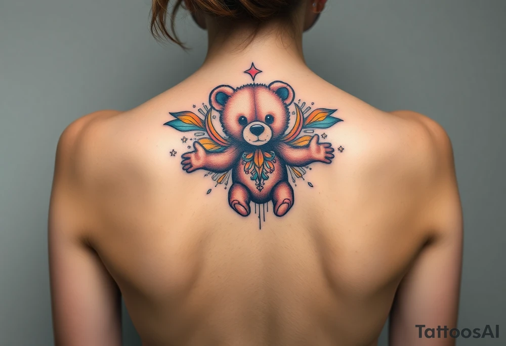Acrobatic teddy bear tattoo idea