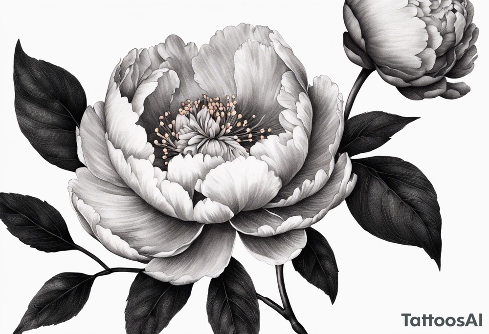 Botanical illustration peony tattoo idea