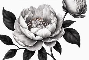 Botanical illustration peony tattoo idea