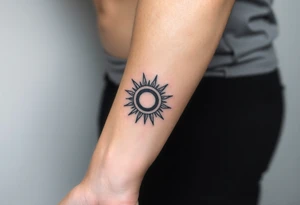 Forearm tattoo for a man using the name “Tatayana” Starting from the wrist, stretching to the elbow with the sun and moon tattoo idea