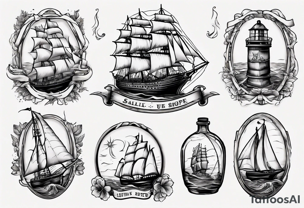 Sailing ship in a bottle tattoo idea