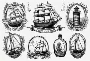 Sailing ship in a bottle tattoo idea