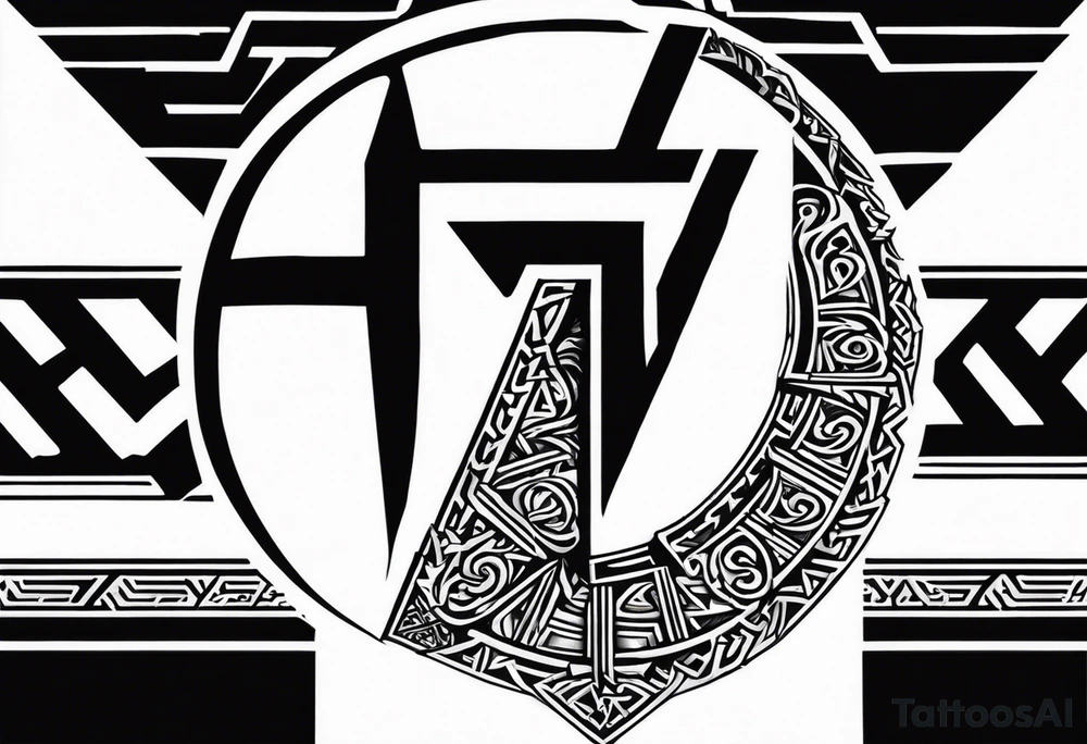 Valhalla sword shield valknut stairs tattoo idea