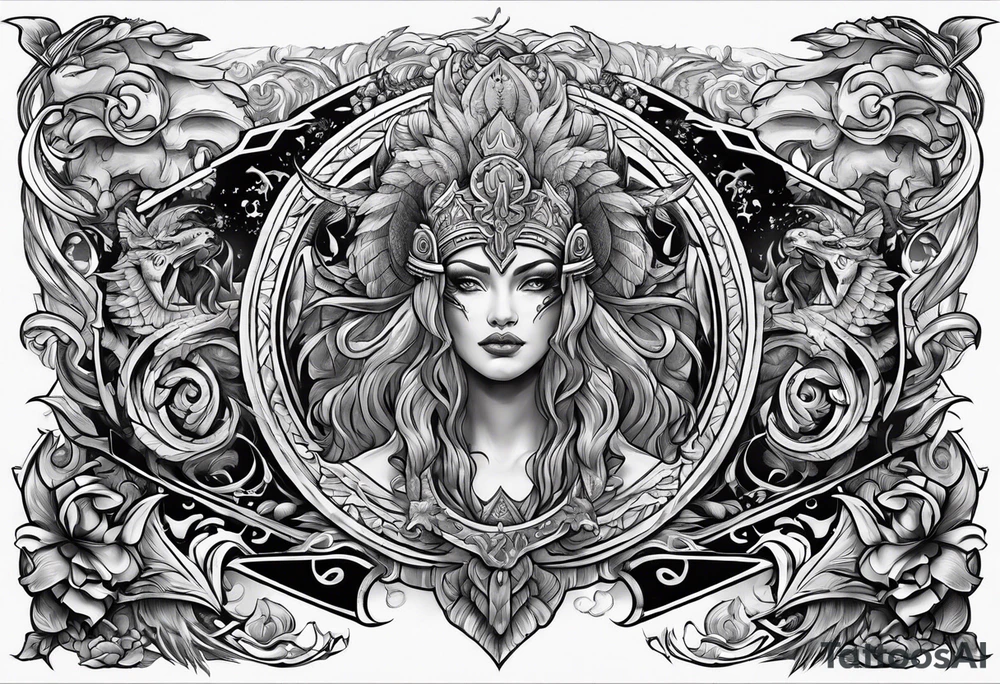 Valhalla mythological tattoo idea