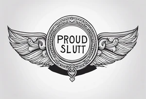 Keyhole lower back tattoo with a ribbon behind it that reads "proud slut" tattoo idea