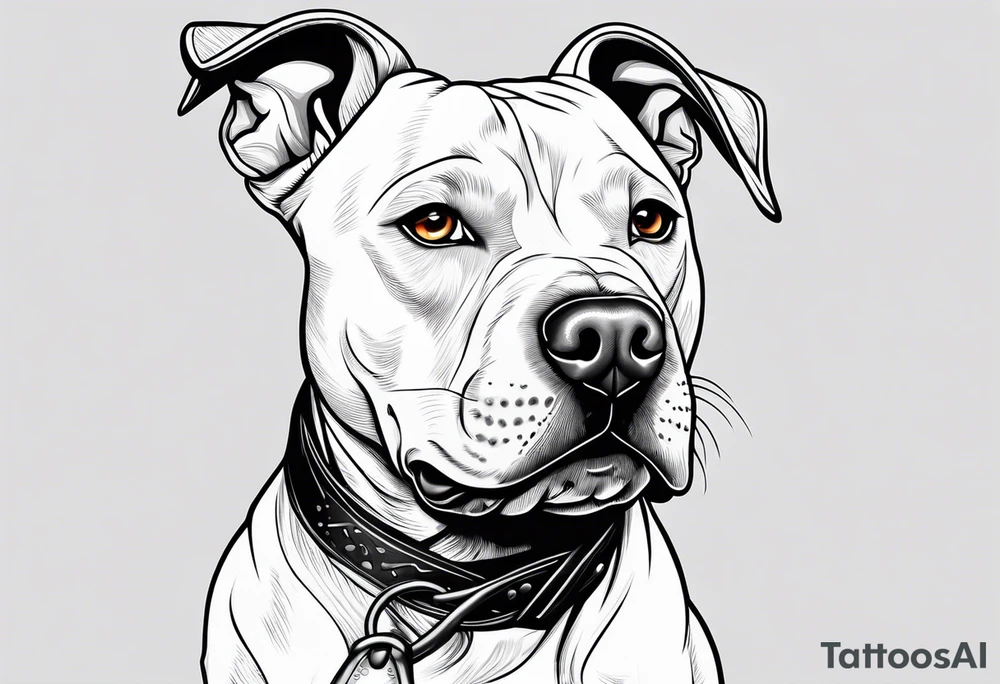 white pitbull pointed ears tattoo idea