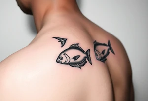 Two to three ocean fish swimming with shadows tattoo idea