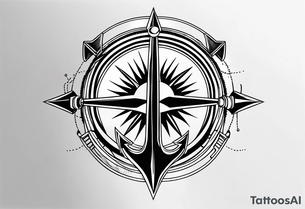 half anchor half helm
simple lines tattoo idea