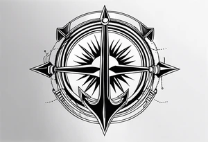 half anchor half helm
simple lines tattoo idea