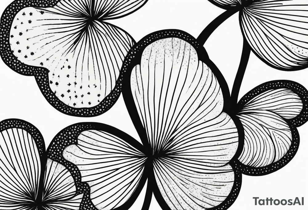 simple leaf and clover with stippled shading tattoo idea