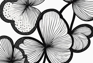 simple leaf and clover with stippled shading tattoo idea