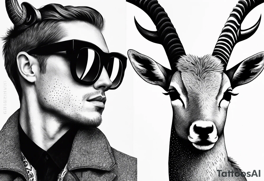 capricorn with sunglasses and shotgun tattoo idea